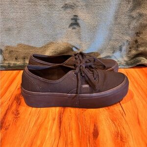 Vans Black Canvas Platform Shoes